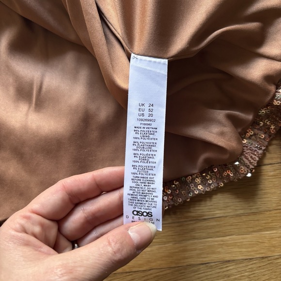 ASOS DESIGN Curve Sequin Co-Ord Blazer Bronze Womens 20 New Years Party Holiday - Picture 5 of 8